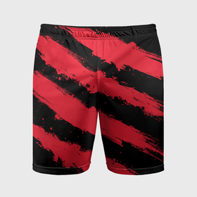 Мужские шорты спортивные с принтом Красно черные полосы в Белгороде,  |  | Тематика изображения на принте: 