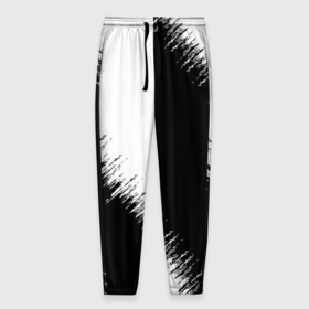 Мужские брюки 3D с принтом Белая и чёрная полоса в Санкт-Петербурге, 100% полиэстер | манжеты по низу, эластичный пояс регулируется шнурком, по бокам два кармана без застежек, внутренняя часть кармана из мелкой сетки | 