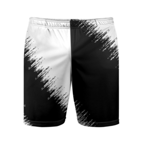 Мужские шорты спортивные с принтом Белая и чёрная полоса в Тюмени,  |  | Тематика изображения на принте: 