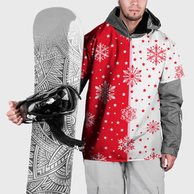 Накидка на куртку 3D с принтом Рождественские снежинки на красно белом фоне в Белгороде, 100% полиэстер |  | Тематика изображения на принте: 