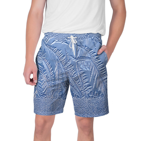Мужские шорты 3D с принтом Морозный узор 7 в Кировске,  полиэстер 100% | прямой крой, два кармана без застежек по бокам. Мягкая трикотажная резинка на поясе, внутри которой широкие завязки. Длина чуть выше колен | 