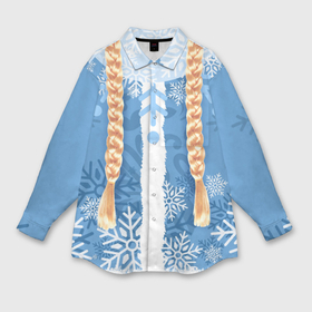 Мужская рубашка oversize 3D с принтом Снегурочка с косами в Белгороде,  |  | 