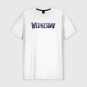 Мужская футболка хлопок Slim с принтом logotype Wednesday в Петрозаводске, 92% хлопок, 8% лайкра | приталенный силуэт, круглый вырез ворота, длина до линии бедра, короткий рукав | 