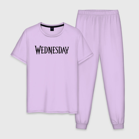 Мужская пижама хлопок с принтом Logo black Wednesday , 100% хлопок | брюки и футболка прямого кроя, без карманов, на брюках мягкая резинка на поясе и по низу штанин
 | 