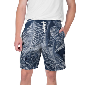 Мужские шорты 3D с принтом Морозный узор 8 в Кировске,  полиэстер 100% | прямой крой, два кармана без застежек по бокам. Мягкая трикотажная резинка на поясе, внутри которой широкие завязки. Длина чуть выше колен | 