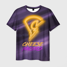 Мужская футболка 3D с принтом Cheese Nachos в Курске, 100% полиэфир | прямой крой, круглый вырез горловины, длина до линии бедер | 