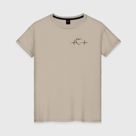 Женская футболка хлопок с принтом Сердце с пульсом в Тюмени, 100% хлопок | прямой крой, круглый вырез горловины, длина до линии бедер, слегка спущенное плечо | 