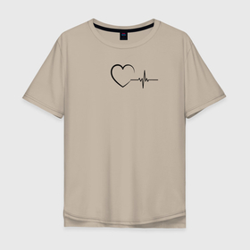 Мужская футболка хлопок Oversize с принтом Живое сердце в Екатеринбурге, 100% хлопок | свободный крой, круглый ворот, “спинка” длиннее передней части | 