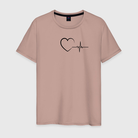 Мужская футболка хлопок с принтом Живое сердце в Екатеринбурге, 100% хлопок | прямой крой, круглый вырез горловины, длина до линии бедер, слегка спущенное плечо. | 