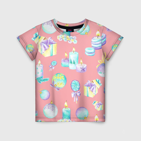 Детская футболка 3D с принтом Новогодний принт , 100% гипоаллергенный полиэфир | прямой крой, круглый вырез горловины, длина до линии бедер, чуть спущенное плечо, ткань немного тянется | 