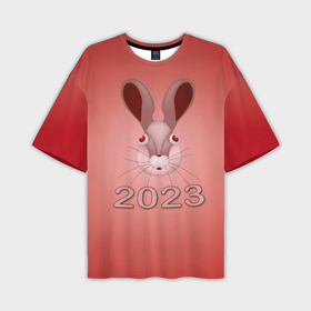 Мужская футболка OVERSIZE 3D с принтом Огненный кролик 2023 в Новосибирске,  |  | 