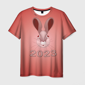 Мужская футболка 3D с принтом Огненный кролик 2023 в Белгороде, 100% полиэфир | прямой крой, круглый вырез горловины, длина до линии бедер | 