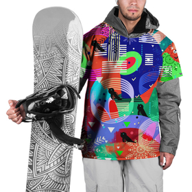 Накидка на куртку 3D с принтом Птички, снежинки и заячьи ушки в Петрозаводске, 100% полиэстер |  | 