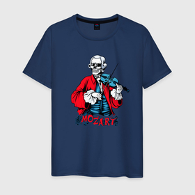 Мужская футболка хлопок с принтом Моцарт скелет в Курске, 100% хлопок | прямой крой, круглый вырез горловины, длина до линии бедер, слегка спущенное плечо. | 