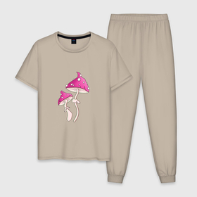 Мужская пижама хлопок с принтом Красивый мухомор , 100% хлопок | брюки и футболка прямого кроя, без карманов, на брюках мягкая резинка на поясе и по низу штанин
 | 
