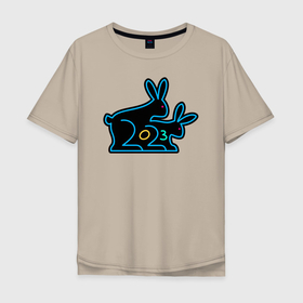 Мужская футболка хлопок Oversize с принтом кролики символ нового года 2023 в Белгороде, 100% хлопок | свободный крой, круглый ворот, “спинка” длиннее передней части | Тематика изображения на принте: 