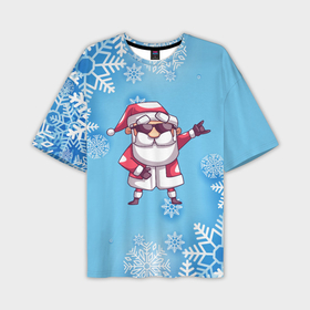 Мужская футболка oversize 3D с принтом Крутой Дед Мороз   снежинки в Санкт-Петербурге,  |  | 