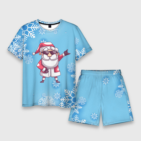 Мужской костюм с шортами 3D с принтом Крутой Дед Мороз   снежинки в Кировске,  |  | 