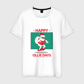 Мужская футболка хлопок с принтом Happy ollie days and happy new tricks , 100% хлопок | прямой крой, круглый вырез горловины, длина до линии бедер, слегка спущенное плечо. | 