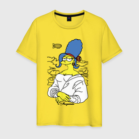 Мужская футболка хлопок с принтом Margeconda   collaboration  Мардж Джоконда в Белгороде, 100% хлопок | прямой крой, круглый вырез горловины, длина до линии бедер, слегка спущенное плечо. | 