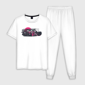 Мужская пижама хлопок с принтом JDM Girl в Курске, 100% хлопок | брюки и футболка прямого кроя, без карманов, на брюках мягкая резинка на поясе и по низу штанин
 | Тематика изображения на принте: 