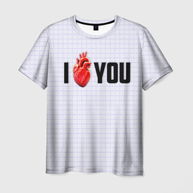 Мужская футболка 3D с принтом I love you   сердце в Курске, 100% полиэфир | прямой крой, круглый вырез горловины, длина до линии бедер | 