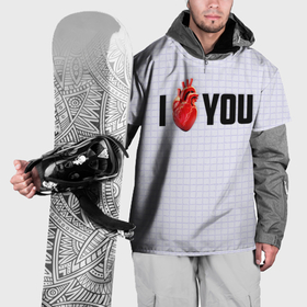 Накидка на куртку 3D с принтом I love you   сердце в Санкт-Петербурге, 100% полиэстер |  | Тематика изображения на принте: 