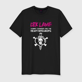 Мужская футболка хлопок Slim с принтом Johnny Thunders and The Heartbreakers панк рок группа в Тюмени, 92% хлопок, 8% лайкра | приталенный силуэт, круглый вырез ворота, длина до линии бедра, короткий рукав | Тематика изображения на принте: 