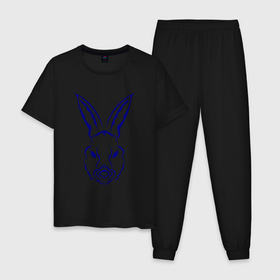 Мужская пижама хлопок с принтом Кролик обводка: символ и надпись на светлом в Петрозаводске, 100% хлопок | брюки и футболка прямого кроя, без карманов, на брюках мягкая резинка на поясе и по низу штанин
 | 