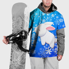 Накидка на куртку 3D с принтом Милый кролик в снежинках в Кировске, 100% полиэстер |  | 
