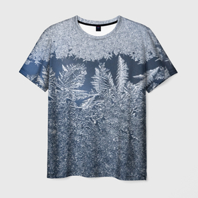 Мужская футболка 3D с принтом Морозный узор 10 в Курске, 100% полиэфир | прямой крой, круглый вырез горловины, длина до линии бедер | 