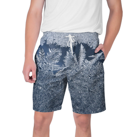 Мужские шорты 3D с принтом Морозный узор 10 в Кировске,  полиэстер 100% | прямой крой, два кармана без застежек по бокам. Мягкая трикотажная резинка на поясе, внутри которой широкие завязки. Длина чуть выше колен | 