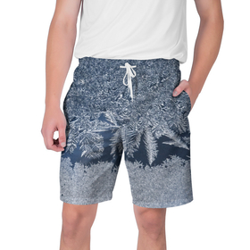 Мужские шорты 3D с принтом Морозный узор 12 в Кировске,  полиэстер 100% | прямой крой, два кармана без застежек по бокам. Мягкая трикотажная резинка на поясе, внутри которой широкие завязки. Длина чуть выше колен | 