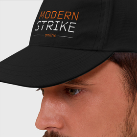 Бейсболка с принтом Логотип Modern Strike Online в Тюмени, 100% хлопок | классический козырек, металлическая застежка-регулятор размера | 