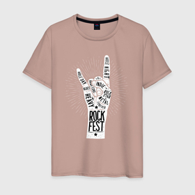Мужская футболка хлопок с принтом Рука с жестом рок в сиянии в Екатеринбурге, 100% хлопок | прямой крой, круглый вырез горловины, длина до линии бедер, слегка спущенное плечо. | Тематика изображения на принте: 