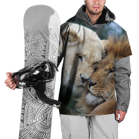 Накидка на куртку 3D с принтом Влюбленные львы в Новосибирске, 100% полиэстер |  | Тематика изображения на принте: 
