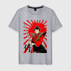 Мужская футболка хлопок Самурай с мечом на фоне флага: в Ухте, 100% хлопок | прямой крой, круглый вырез горловины, длина до линии бедер, слегка спущенное плечо. |
