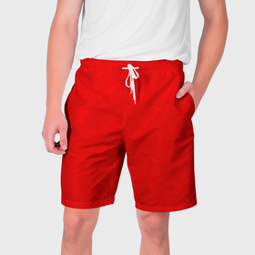Мужские шорты 3D с принтом Ярко красный с текстурой мрамора ,  полиэстер 100% | прямой крой, два кармана без застежек по бокам. Мягкая трикотажная резинка на поясе, внутри которой широкие завязки. Длина чуть выше колен | 