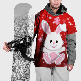 Накидка на куртку 3D с принтом Весёлый кролик в снежинках в Екатеринбурге, 100% полиэстер |  | 