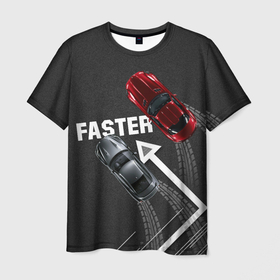Мужская футболка 3D с принтом Faster гонки JDM в Кировске, 100% полиэфир | прямой крой, круглый вырез горловины, длина до линии бедер | 