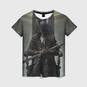 Женская футболка 3D с принтом Bloodborne охотник в Кировске, 100% полиэфир ( синтетическое хлопкоподобное полотно) | прямой крой, круглый вырез горловины, длина до линии бедер | 
