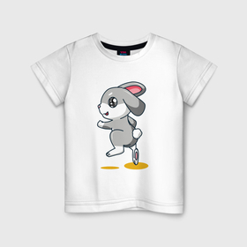 Детская футболка хлопок с принтом Няшка зайка , 100% хлопок | круглый вырез горловины, полуприлегающий силуэт, длина до линии бедер | 