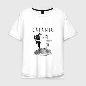 Мужская футболка хлопок Oversize с принтом Catanic quote в Санкт-Петербурге, 100% хлопок | свободный крой, круглый ворот, “спинка” длиннее передней части | 