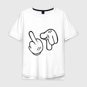Мужская футболка хлопок Oversize с принтом Hands   fuck you в Петрозаводске, 100% хлопок | свободный крой, круглый ворот, “спинка” длиннее передней части | Тематика изображения на принте: 