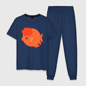 Мужская пижама хлопок с принтом Золотая красивая рыбка в Петрозаводске, 100% хлопок | брюки и футболка прямого кроя, без карманов, на брюках мягкая резинка на поясе и по низу штанин
 | Тематика изображения на принте: 