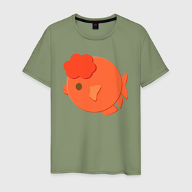 Мужская футболка хлопок с принтом Золотая красивая рыбка в Петрозаводске, 100% хлопок | прямой крой, круглый вырез горловины, длина до линии бедер, слегка спущенное плечо. | Тематика изображения на принте: 
