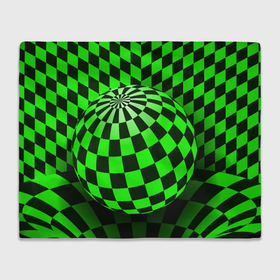 Плед 3D с принтом Зелёный шар   оптическая иллюзия в Курске, 100% полиэстер | закругленные углы, все края обработаны. Ткань не мнется и не растягивается | 