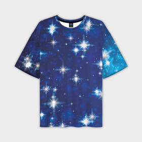 Мужская футболка oversize 3D с принтом Сияющие и блестящие звезды в ночном небе в Новосибирске,  |  | 