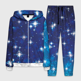 Мужской костюм 3D с принтом Сияющие и блестящие звезды в ночном небе в Кировске, 100% полиэстер | Манжеты и пояс оформлены тканевой резинкой, двухслойный капюшон со шнурком для регулировки, карманы спереди | 