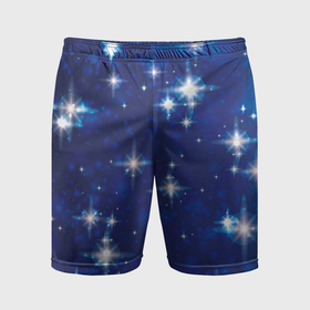 Мужские шорты спортивные с принтом Сияющие и блестящие звезды в ночном небе в Кировске,  |  | 